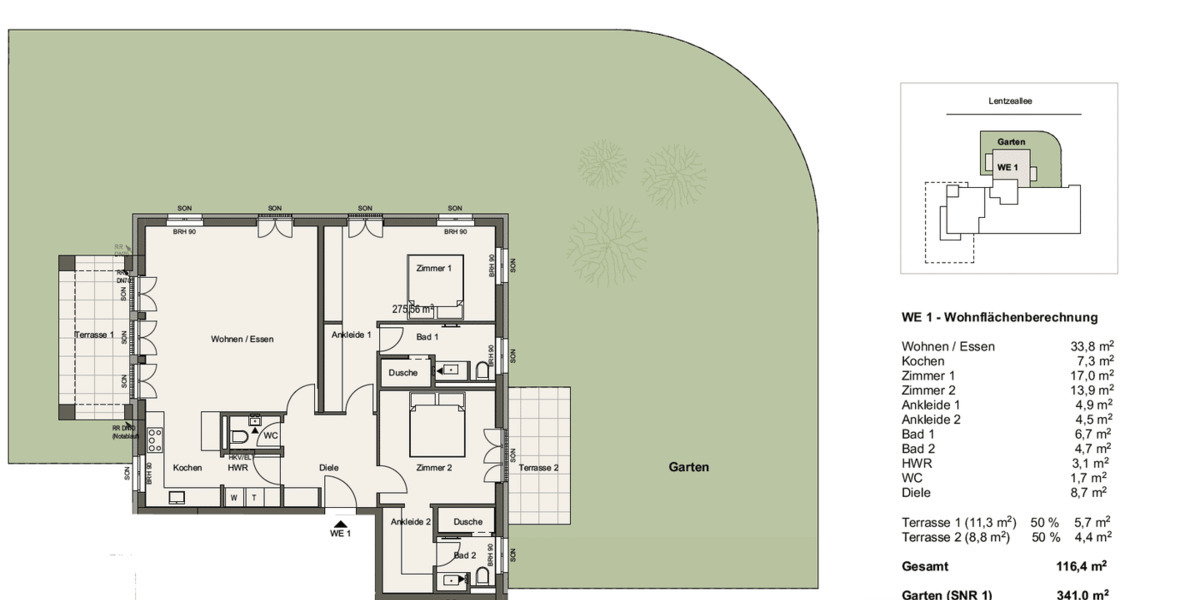 Etagenwohnung Berlin Dahlem - 3 Zimmer, 116 m&sup2;, 3.484&euro; | Angebot:26557116