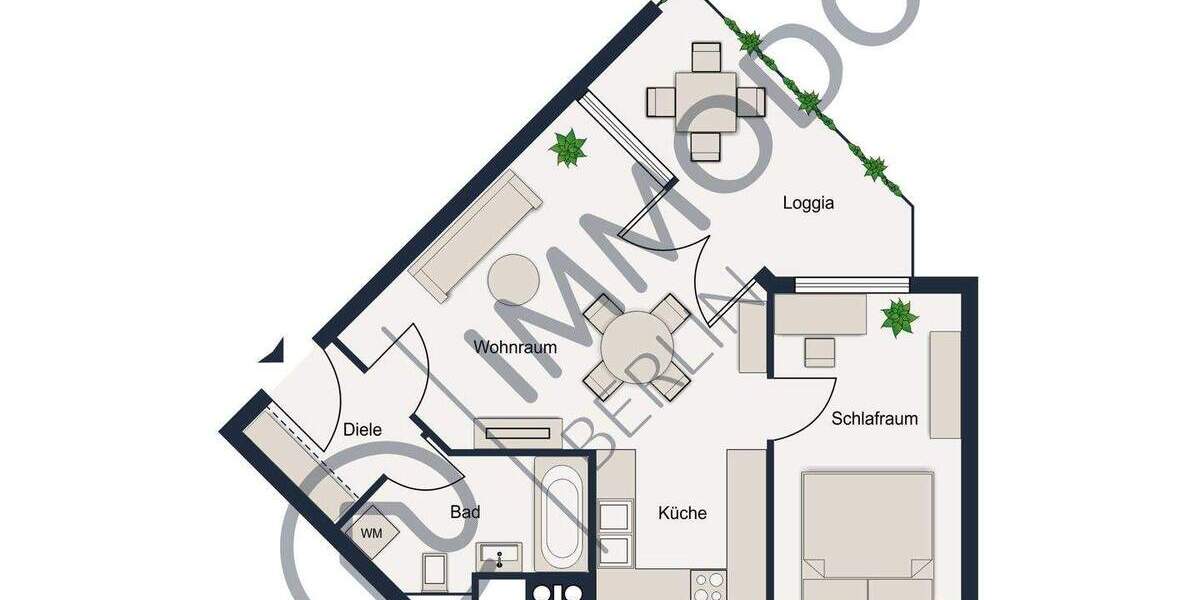 Etagenwohnung Berlin Wilhelmsruh - 2 Zimmer, 50 m&sup2;, 280.000&euro; | Angebot:25752319