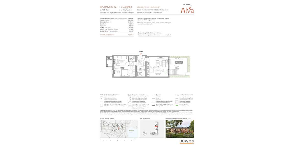 Etagenwohnung Potsdam Krampnitz - 3 Zimmer, 92 m&sup2;, 756.000&euro; | Angebot:25805598