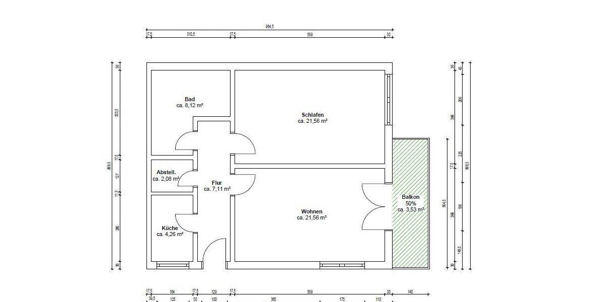 Etagenwohnung Stahnsdorf Schenkenhorst - 2 Zimmer, 66 m&sup2;, 260.000&euro; | Angebot:26258897