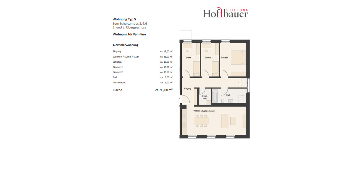 Etagenwohnung Werder (Havel) - 4 Zimmer, 93 m&sup2;, 1.302&euro; | Angebot:25717975