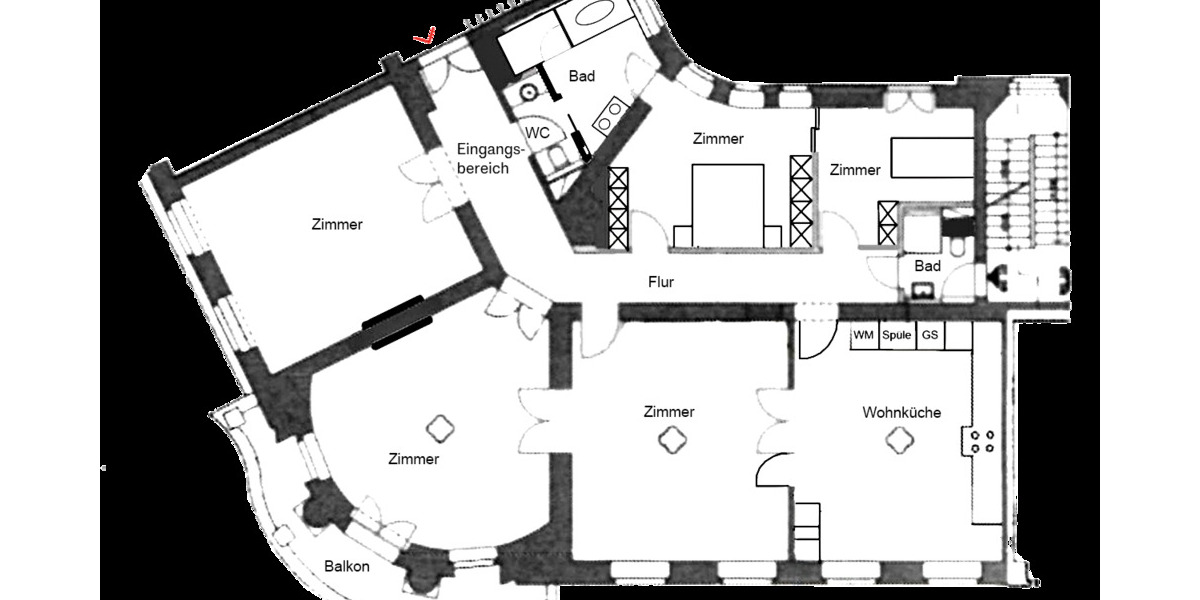 Etagenwohnung Berlin Mitte - 5 Zimmer, 185 m&sup2;, 3.680&euro; | Angebot:25709763