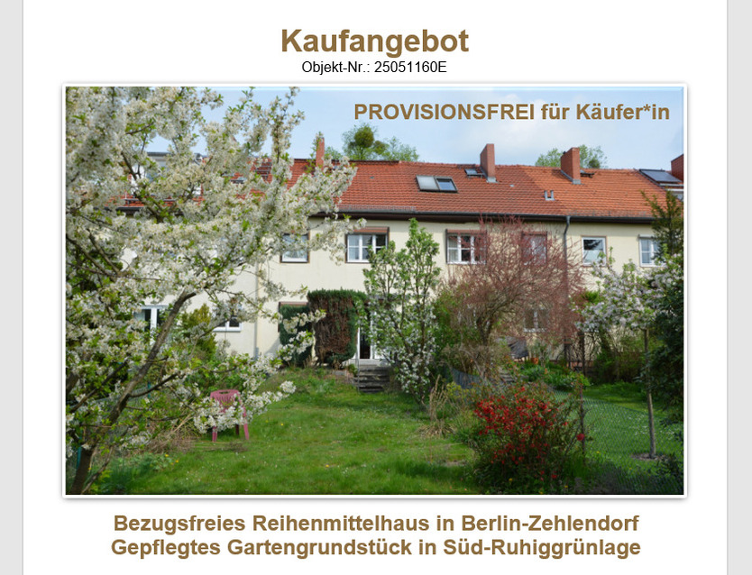 PROVISIONSFREI für Käufer*in: Reihenmittelhaus in Süd-Ruhiglage Zehlendorf . 233 m² Wohn-Nutzfläche