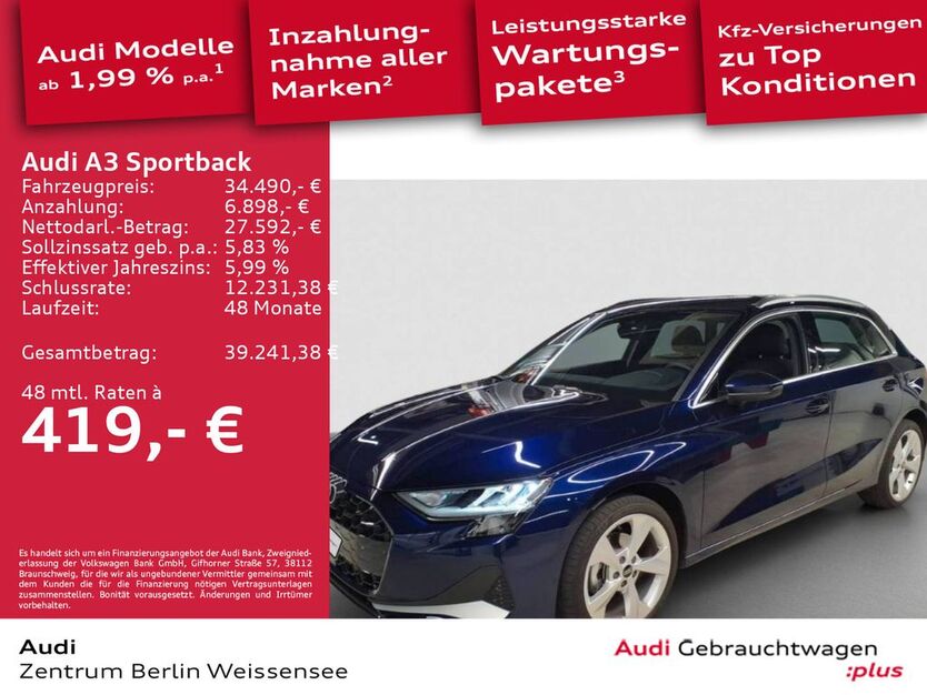 Audi A3 7.493 km 33.290 € Berlin 13088