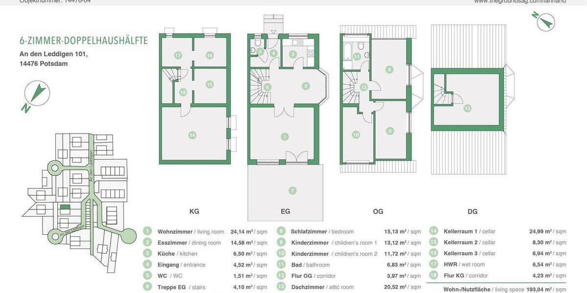 Doppelhaushälfte Potsdam Fahrland - 6 Zimmer, 117 m&sup2;, 495.000&euro; | Angebot:26646392