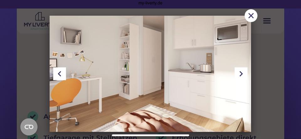 Etagenwohnung Potsdam - 1 Zimmer, 22 m&sup2;, 640&euro; | Angebot:26284405