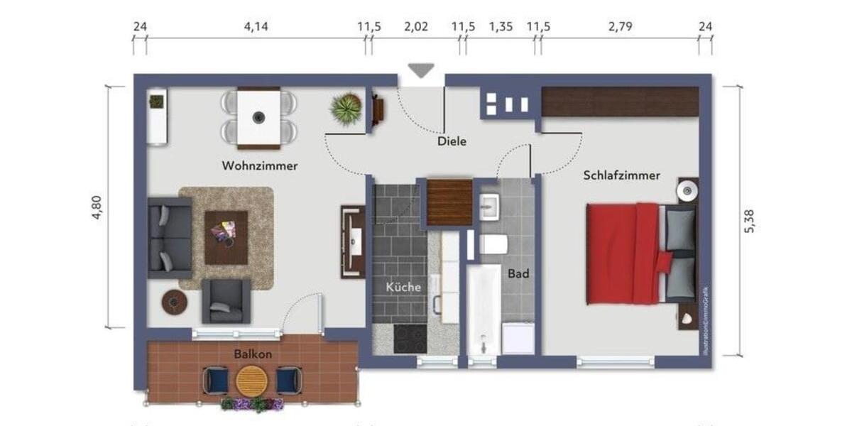Etagenwohnung Berlin Neukölln - 2 Zimmer, 54 m&sup2;, 1.100&euro; | Angebot:26250824