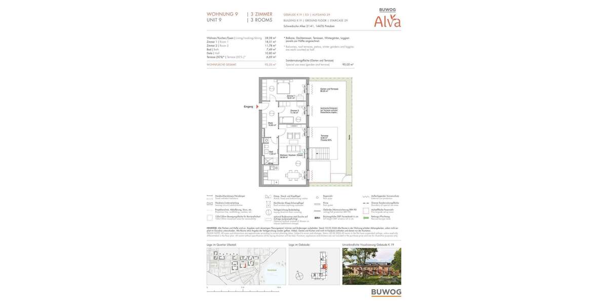 Etagenwohnung Potsdam Krampnitz - 3 Zimmer, 93 m&sup2;, 765.000&euro; | Angebot:25807686