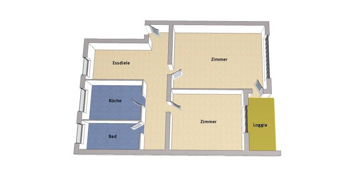 Etagenwohnung Berlin Buckow - 2 Zimmer, 63 m&sup2;, 279.000&euro; | Angebot:26656723