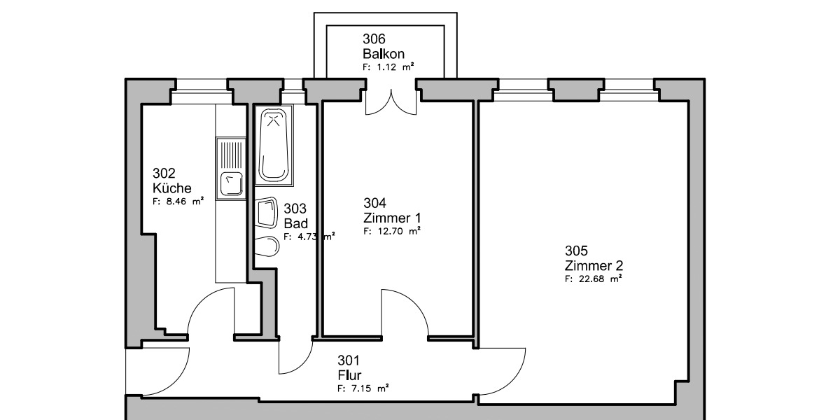 Etagenwohnung Berlin Tempelhof - 2 Zimmer, 57 m&sup2;, 299.000&euro; | Angebot:26094710